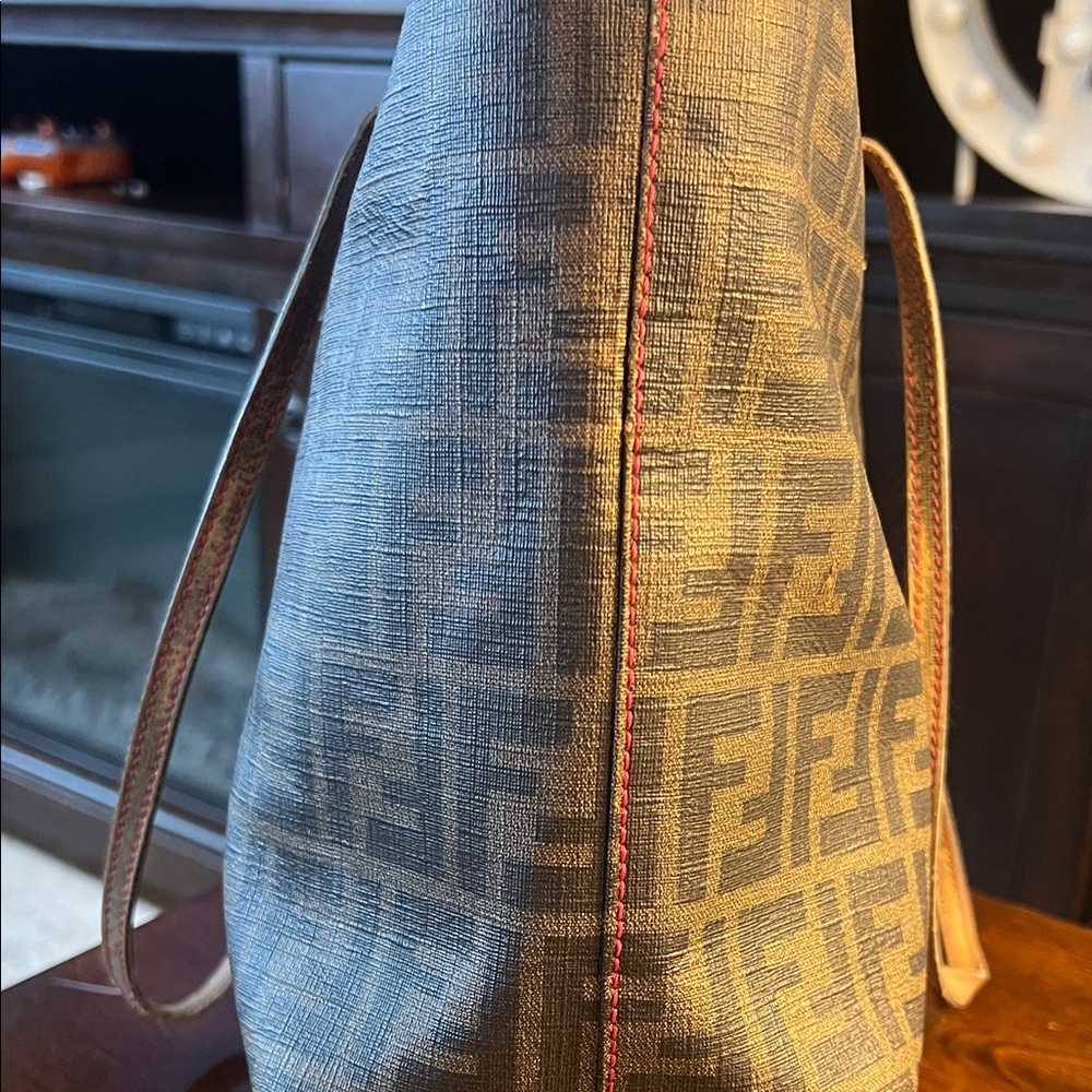Authentic FENDI Brown/Black Coated Zucca Canvas Tote - Picture 5 of 16